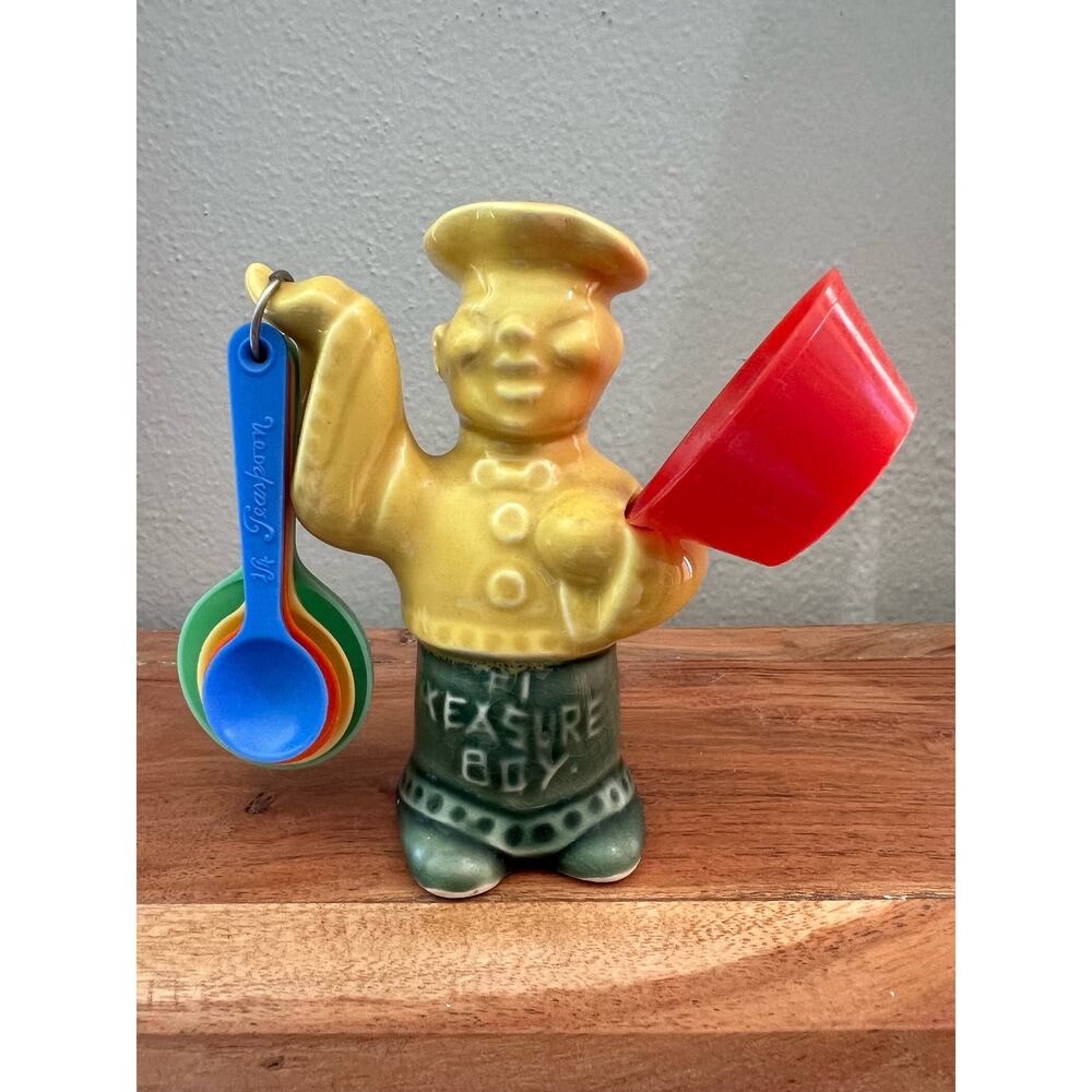Measure Boy Measuring Spoon Holder Vtg 50's Kitschy #1 Retro Kitchen Set Novelty